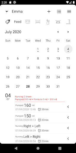 Baby Tracker Screen 2