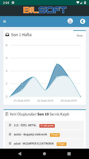 Android application Bilsoft Teknik Servis Programı screenshort