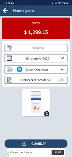 Android application Cuida tu dinero screenshort