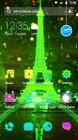 Neon Green Eiffel Tower-APUS Launcher theme