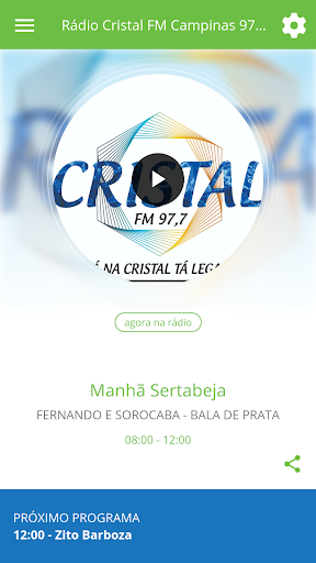 Android application Rádio Cristal FM Campinas 97.7 screenshort