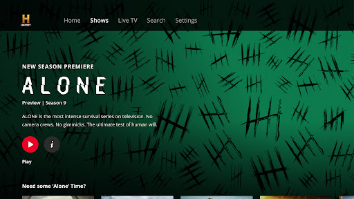 Screenshot of HISTORY: Shows & Documentaries
