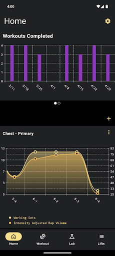 Android application Lift Lab Workout Log screenshort