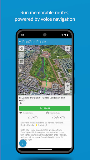 Screenshot of RunGo: voice-guided run routes