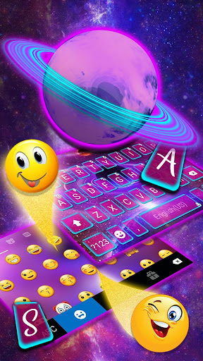 Neon Space Planet Keyboard The Screen 3