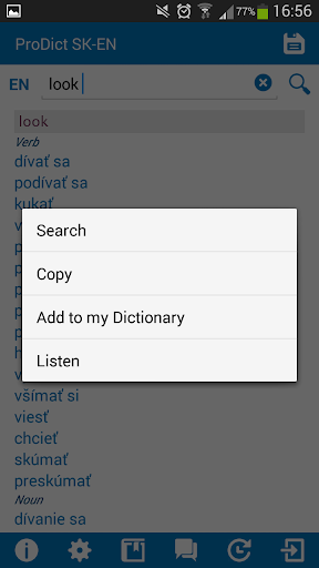 Slovak English dictionary Screen 3