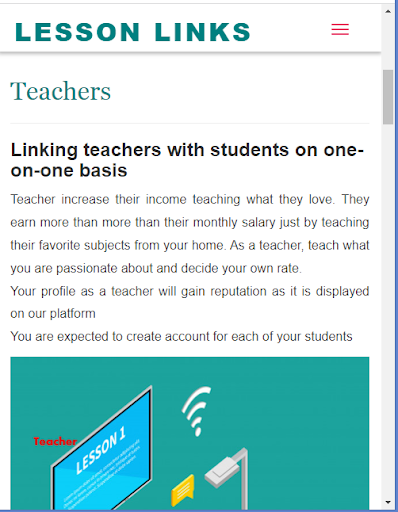 Android application Lesson Links screenshort
