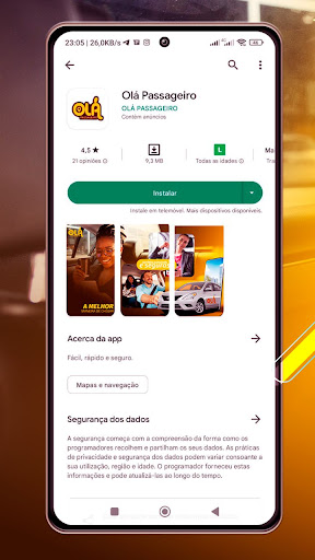 Android application Olá Passageiro screenshort
