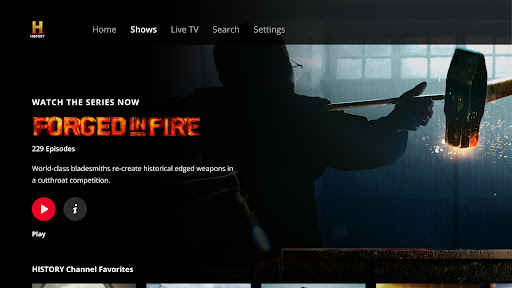 Screenshot of HISTORY: Shows & Documentaries
