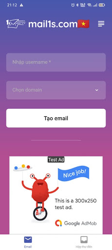 Android application Mail1s - Tạo email 10p screenshort