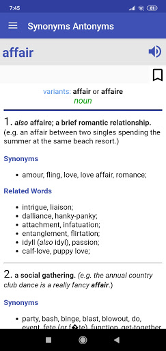 Synonyms Antonyms Screen 2