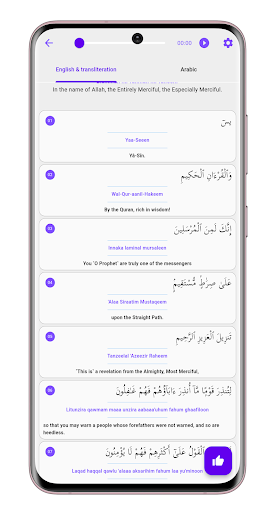 Android application surah yaseen audio and reading screenshort
