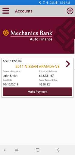 Android application Mechanics Bank Auto Finance screenshort