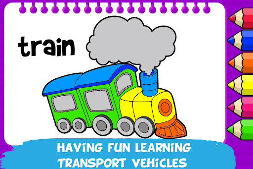 Transport Vehicles Coloring Screen 2