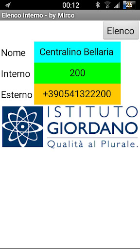 Android application Elenco telefonico interno screenshort