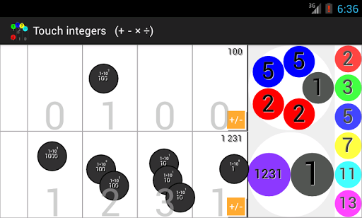 Android application Touch Integers ℤ (+ - × ÷) screenshort