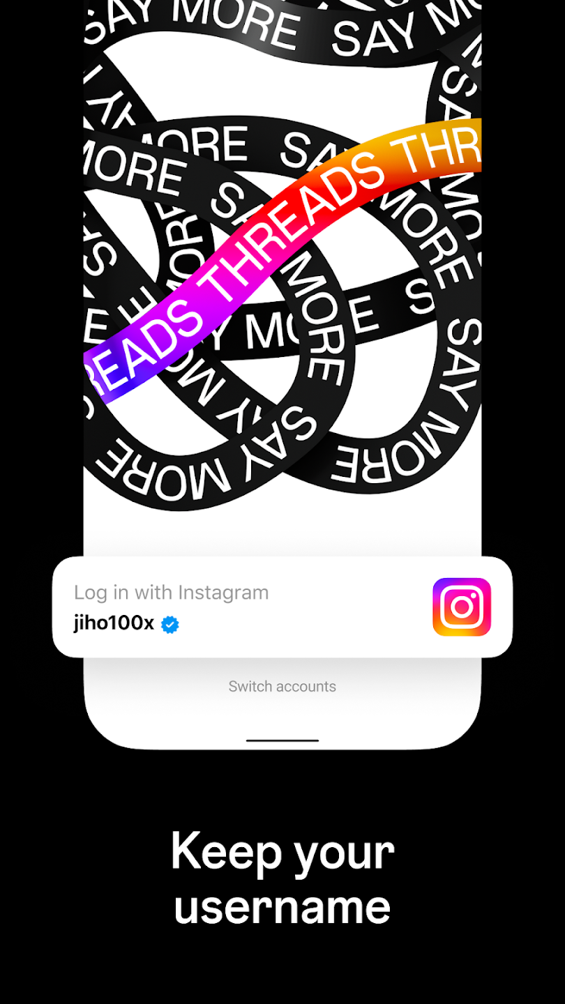 A screenshot of the Insta Threads app a social media app for close connections