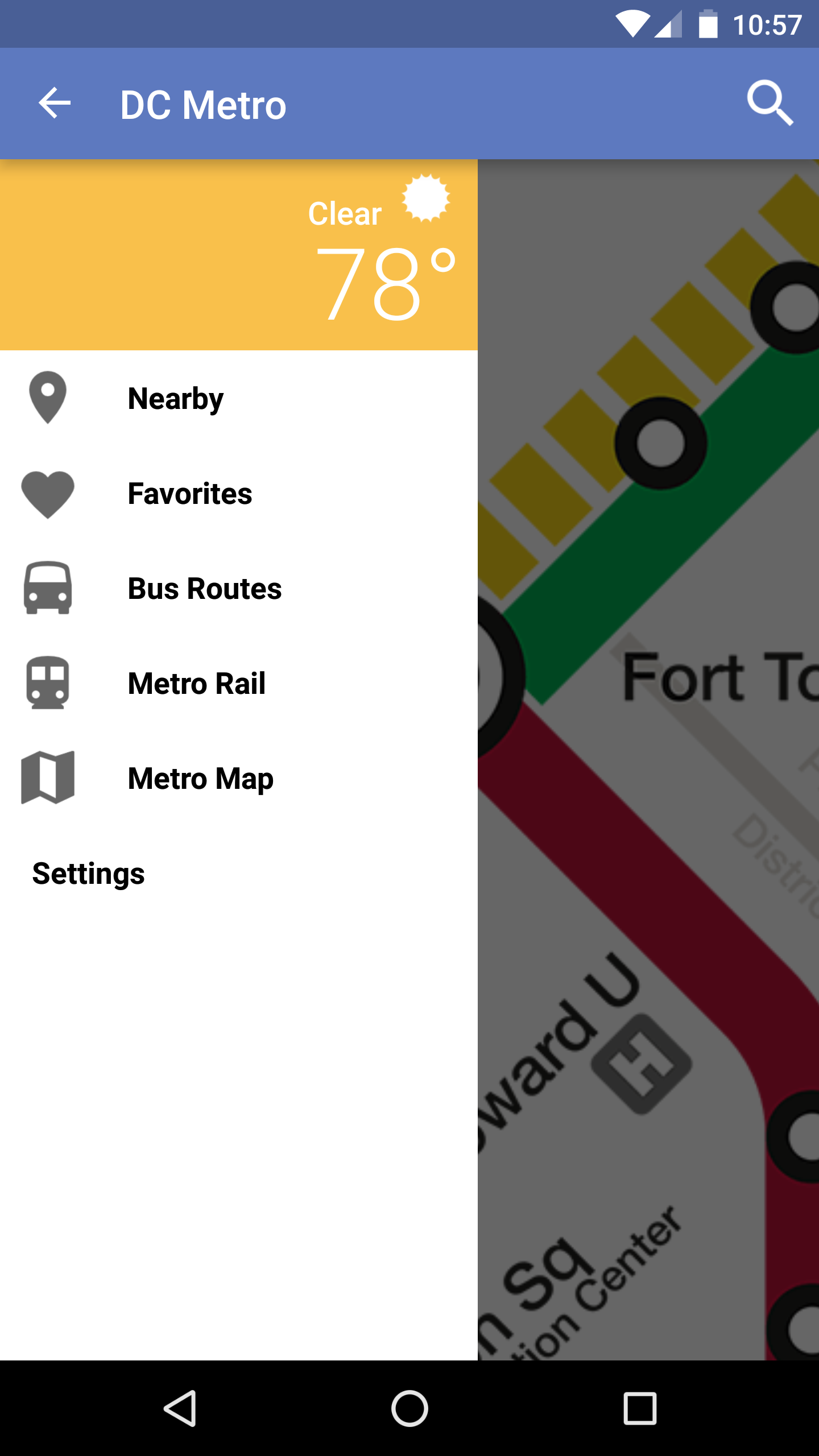 Android application DC Metro and Bus screenshort