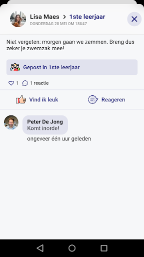 Android application Tapp - Oudercommunicatie screenshort