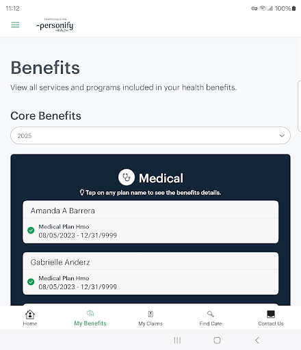 Screenshot of myCareHC