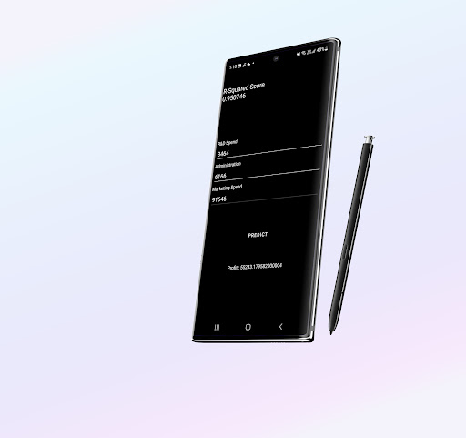 Android application Multiple Linear Regression screenshort