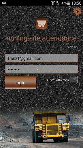 Android application Mining Site Attendance screenshort