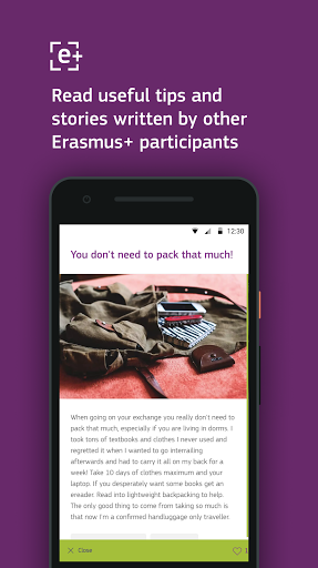 Screenshot of Erasmus+