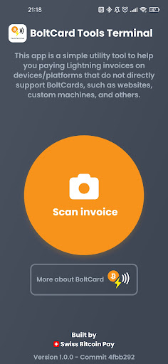 Android application Boltcard Tools Terminal screenshort