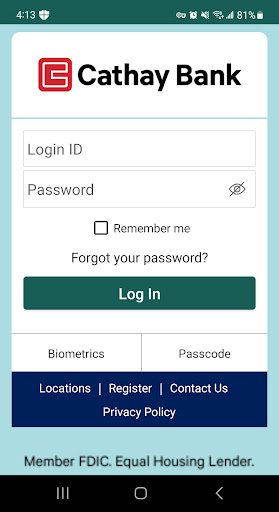 Android application Cathay Bank screenshort