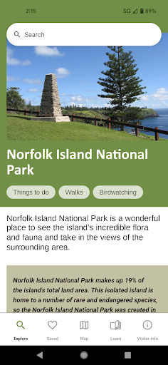 Android application Norfolk Island National Park screenshort