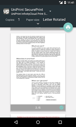 UniPrint InfinityCloud Print S Screen 2