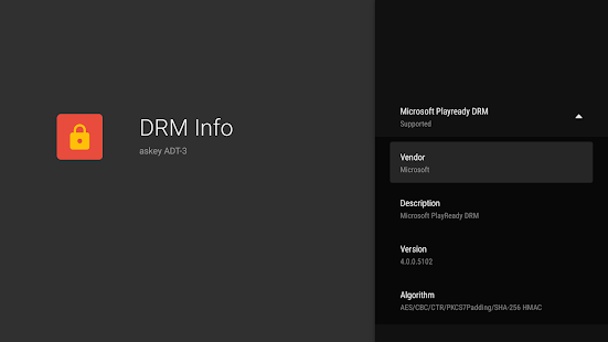 DRM Info Captura de pantalla