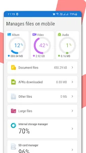 Manages files on mobile