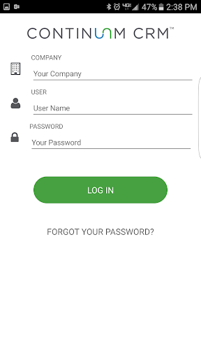 Android application Continuum CRM screenshort