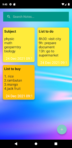 Android application Notes screenshort