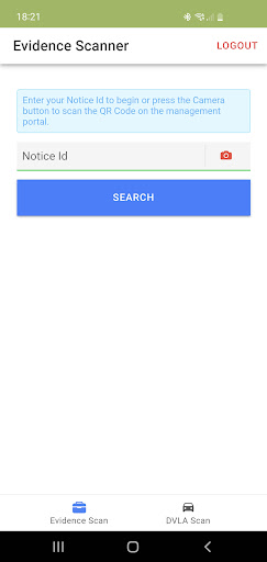 Android application ParkSmart Evidence Scanner screenshort