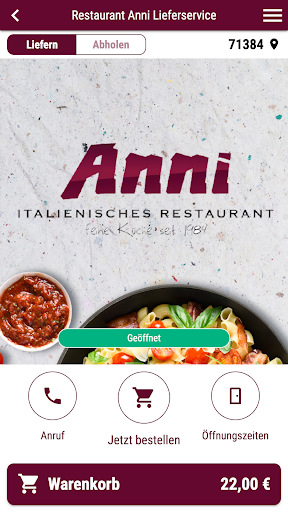 Android application Restaurant Anni Lieferservice screenshort