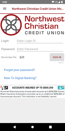 Android application NW Christian CU Mobile Banking screenshort