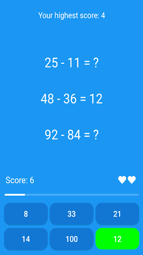 Addition and subtraction game