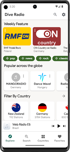 Android application Dive Radio screenshort