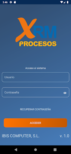 Android application XRM Procesos screenshort
