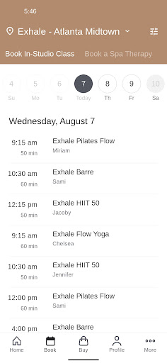 exhale mind body spa Screen 2
