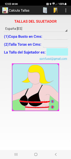 Android application Talla Sujetador screenshort