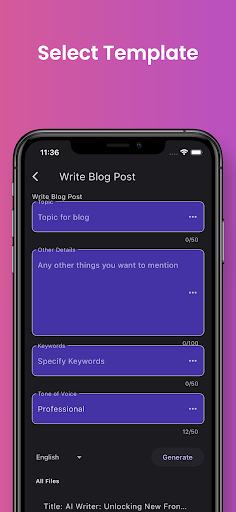 AI Writer Screen 2