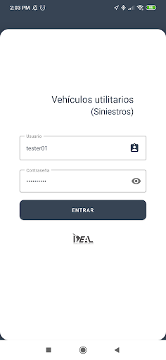 Android application Vehiculos utilitarios screenshort