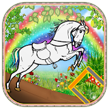 White horse jump icon
