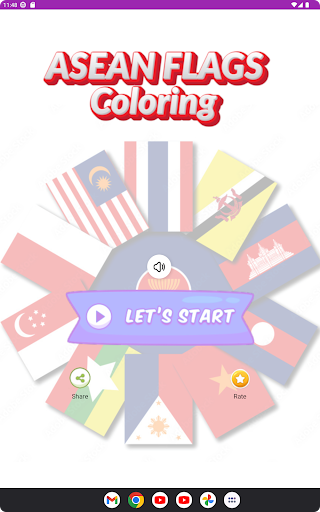 Android application coloring southeast asia flag screenshort