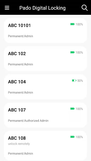 Android application PADO Digital Locking screenshort