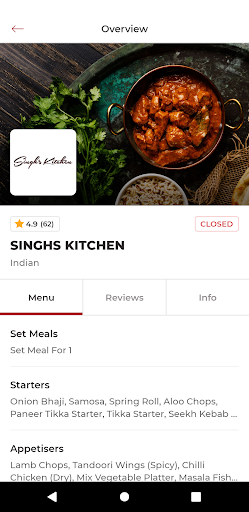 Android application Singhs Kitchen DN11 screenshort