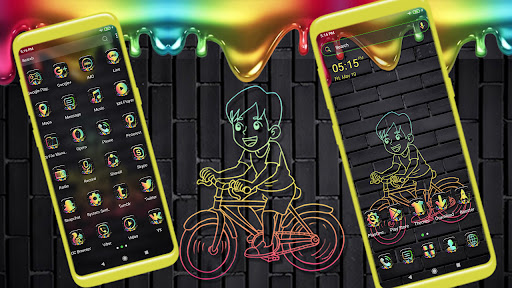 Android application Neon Bicycle Launcher Theme screenshort